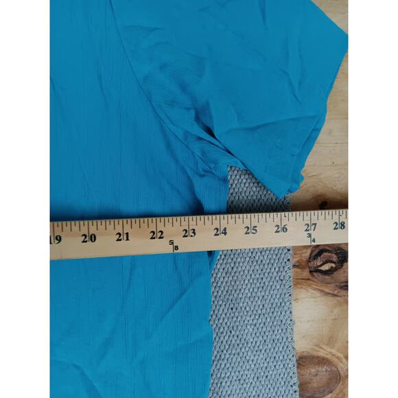 Vtg Urban Works Blouse Women's 2X Light Ice Blue 80s Breathable Summer Casual - Picture 9 of 11